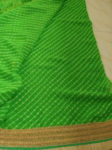 Green Bandhani Saree pure from Rajasthan