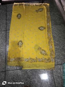 Vibrant Yellow Embellished Saree special offer 🎉