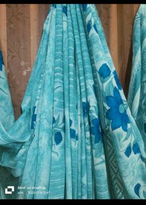 Beautiful Blue Floral Saree