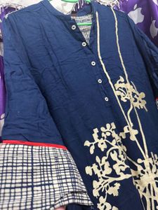 Navy Blue Printed Kurta