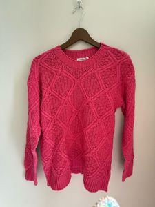 Bright Pink Textured Knit Sweater