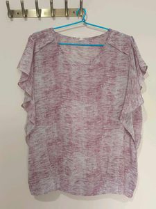 Sheer Flowy Blouse with Ruffled Sleeves
