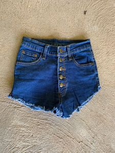 High-Waisted Button-Fly Denim Shorts