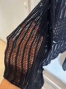 Black Crochet Sleeveless Shrug