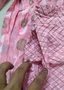 Peach Kurta Set With Embroidered Yolk