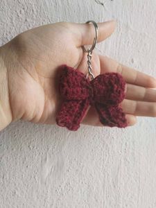 Handmade Crocheted Bow Keychain