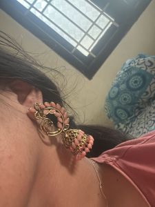 Elegant Pink Jhumka Earrings