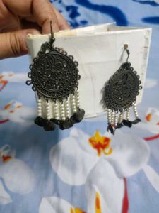 Oxidized Silver Dangle Earrings
