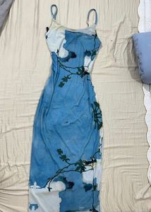 NUON Blue Abstract Print Maxi Dress