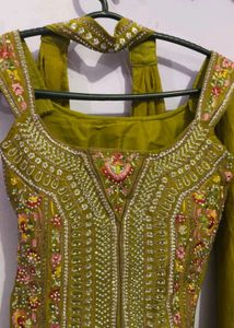 Olive Green Embroidered 3 piece Set