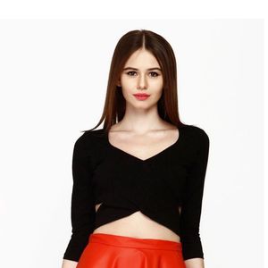 FabAlley Black Wrap Crop Top