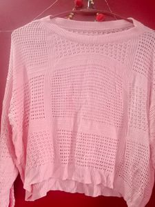 Pink Knit Cropped Sweater