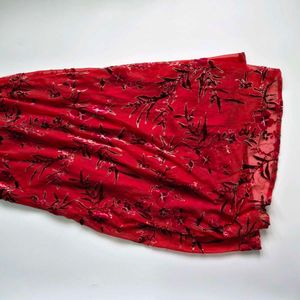Elegant Red Floral Maxi Dress