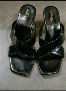 Black Patent Wedge Sandals