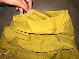 Yellow Cropped Shirt with Drawstring Hem