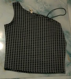 Gingham One Shoulder Top
