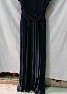 Elegant Navy Blue Flutter Sleeve Maxi Dress