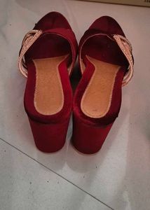 Maroon platform heels with Embellishments