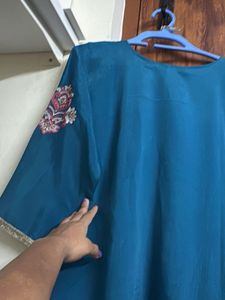 Teal Kurta with Embroidery