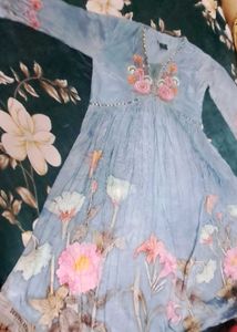 Light Blue Floral Kurta Set with Dupatta