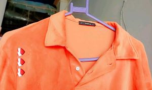 Men's Orange Long Sleeve Polo