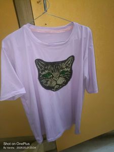 one tym wear purple tshirt with leopard sequin wor
