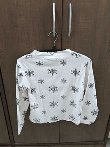 White Snowflake Long Sleeve Top