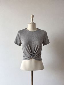 Grey Twisted Hem T-Shirt