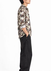 Men's Abstract Print Button-Up Shirt