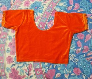 Orange Velvet Blouse