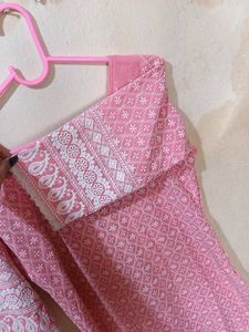 Women's Pink Colour Chickenkari Kurti🥰♥️😍