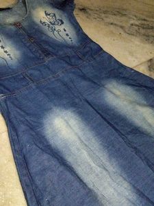 Cute Denim Dress with Butterfly Print