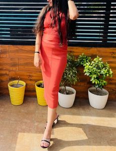 Chic Orange Ribbed Knit Co-ord Set