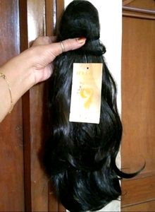 Black long Hair Wig attached Clutch
