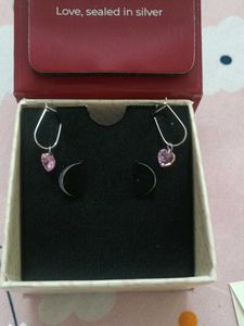 Heart Shaped Pink Stone Earrings