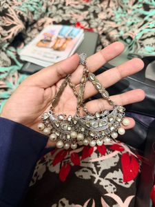 Statement Drop Earrings with Pearl Accents