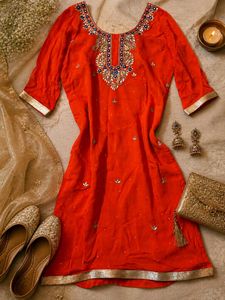 🍊🪸 Y2k Coral kurta with chunni