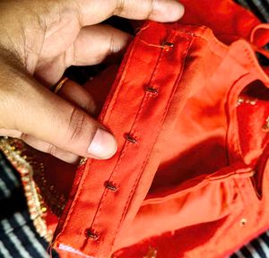 Beautiful Orange Embroidered Sequins Padded Blouse