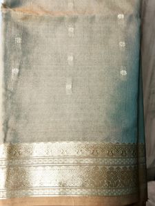 Gray Saree With Heavy Silk Border