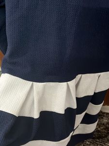 Midnight Blue and white middi Dress,Medium Sized