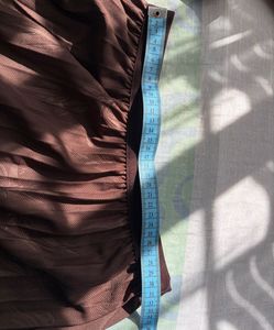 Elegant Brown Pleated Midi Skirt