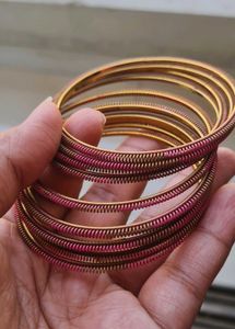 Pink &amp; Gold Bangle Set