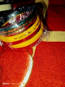 Vibrant Red, Yellow &amp; Green Bangles