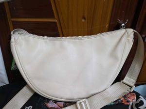 Stylish Cream Crescent Shoulder Bag