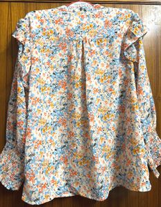 Floral Print Tie Neck Blouse