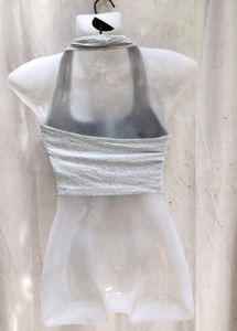 I. Grey Halter Neck Crop Top