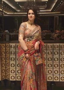 Trending chinnon with beautiful print saree
