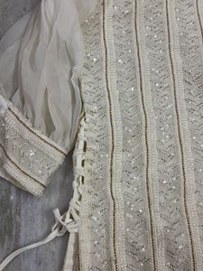 v neck embroidered sequinned kurti set