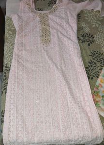 Pink Chikankari Kurta with dupatta and plazo