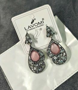 Drop Earrings - Silver &amp; Pink 🩷